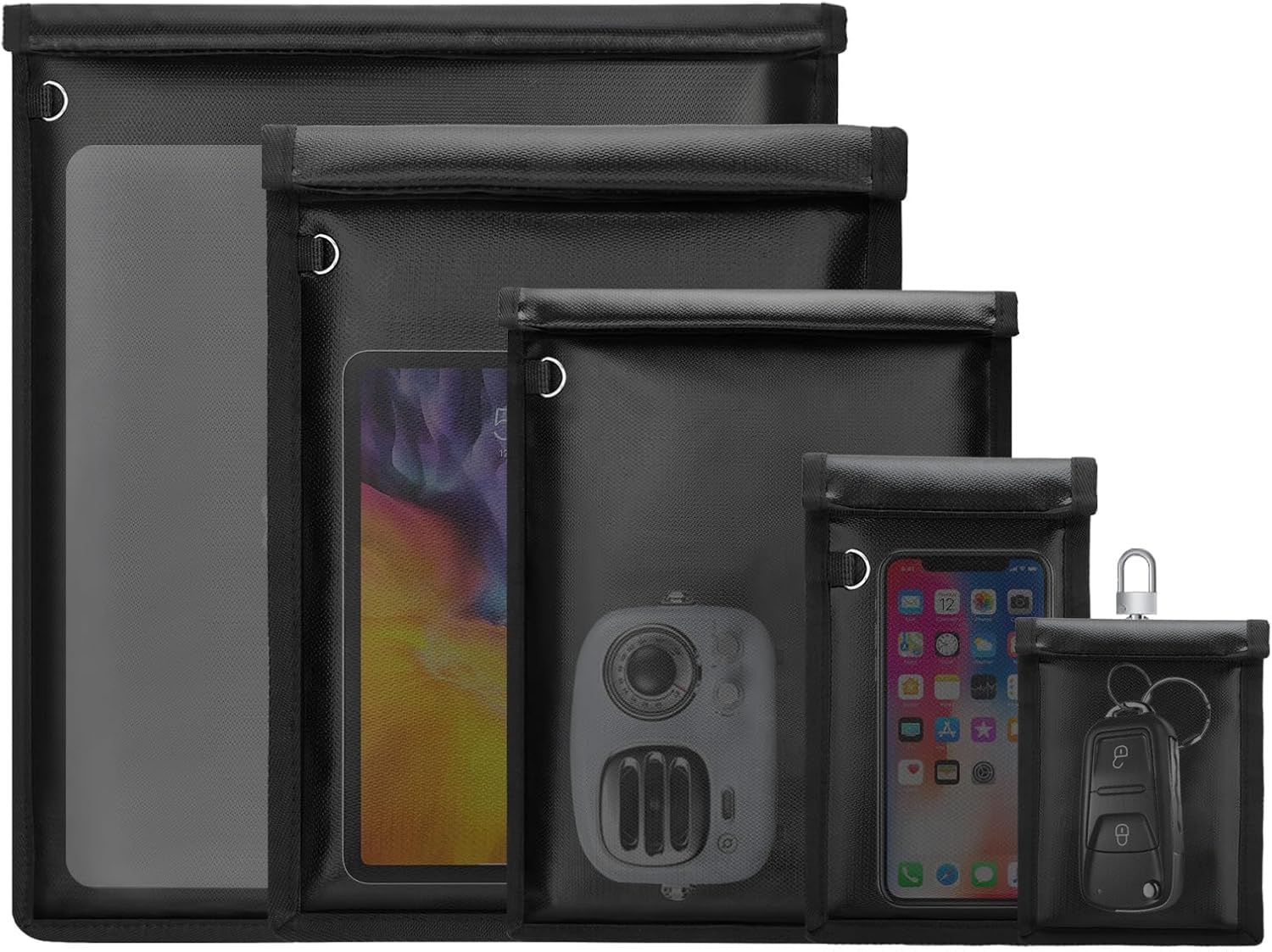 Kiphca 5 Pack Faraday Bags For Car Key & Phone & Card Fraud Data Privacy Security, Faraday Key Fob Protector For Car Rfid Signal